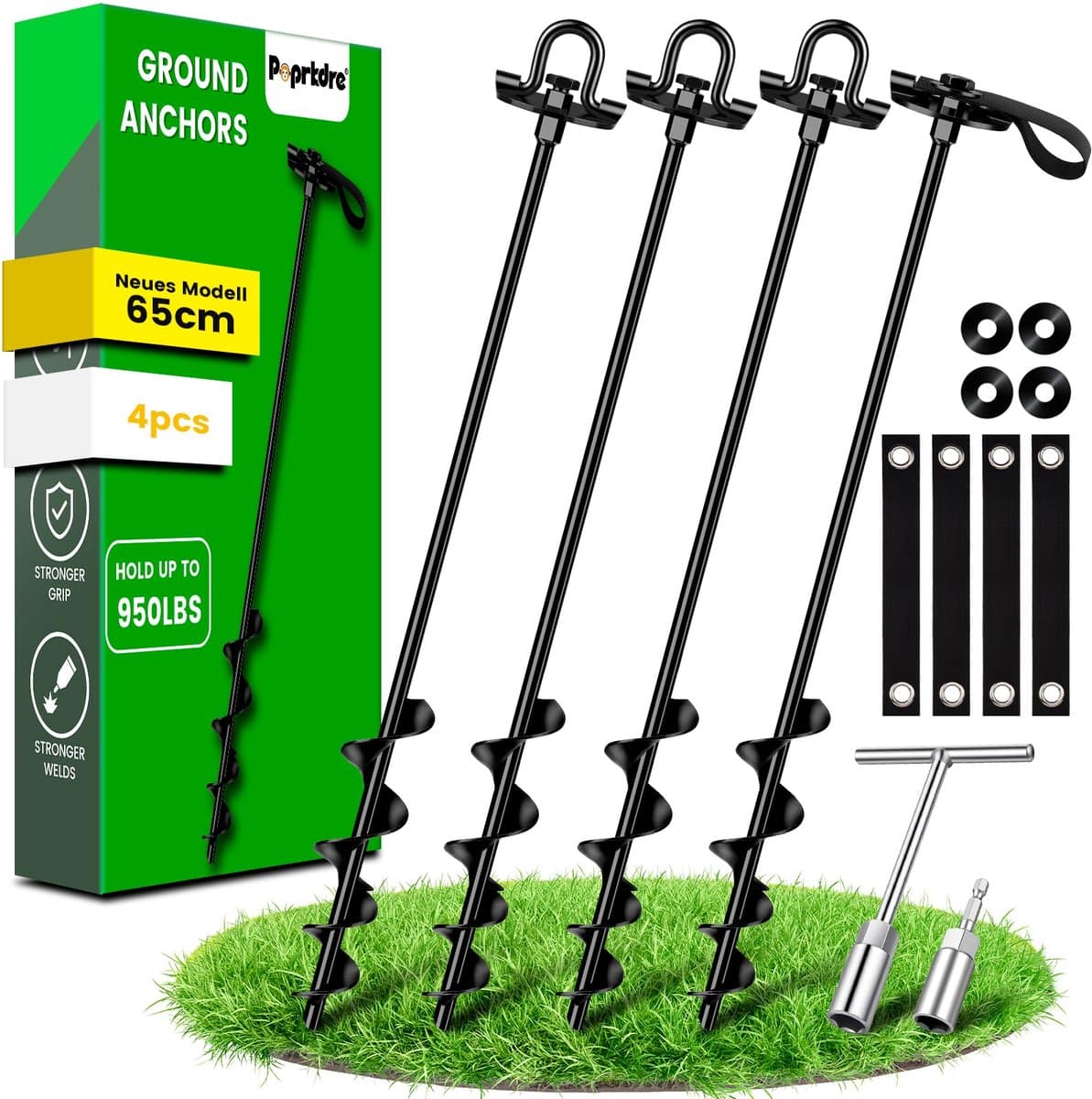 Grondankers voor zware belasting, 4 stuks (65 cm), trampoline-grondanker voor tuin, schuur - ShopVlot — afbeelding 1