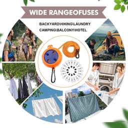 Waslijn voor reizen 10 m - retractabel met 10 bevestigingslussen - 20 wasknijpers - ideaal voor camping of badkamer - ShopVlot — thumbnail 3