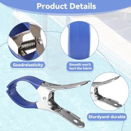 Set van 10 grote roestvrijstalen wasknijpers – 12 cm klemmen – Strandhanddoekklemmen – Stevig en duurzaam – Windbestendig en krasbestendig – Sterke grip – Blauw — thumbnail 3