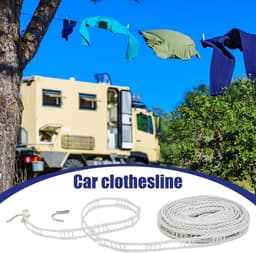 Winddichte Waslijn - Reis Waslijn - Kleding Drogen - Met Haken - 5 Meter - Grijs — thumbnail 5