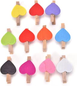 Houten Hartjes Knijpers - Mini Was Knijpers - Foto's Ophangen - Herbruikbaar Duurzaam - 20 stuks - Roze — thumbnail 4