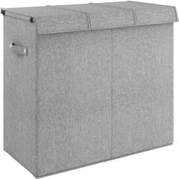 Opvouwbare Wasmand - Vuilnisbak Was - Sorteren Kleding - 3 Uitneembare Zakken - 64.5 x 34.5 x 59 cm - Grijs — thumbnail 2