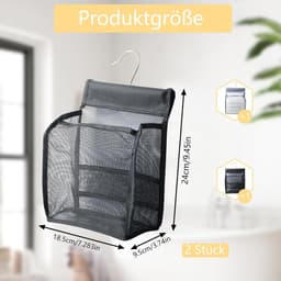 Wasknijperzakken met mand - Opberghoes Wasknijperhouder - Wasknijpers opbergen - Mesh ontwerp met haken — thumbnail 3
