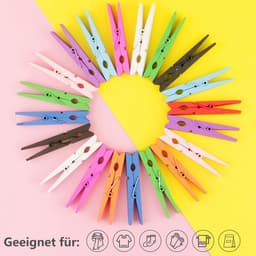 Houten Wasknijpers - Kleine Klemmen - Foto's Ophangen - Sterke Klemkracht - 73 cm - Gekleurd — thumbnail 2