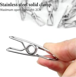 Wasknijpers Roestvrij Staal - Kledingklemmen Hangers - Kleding Drogen - Glad Oppervlak Geen Vlekken - 20 Stuks - Zilver — thumbnail 2