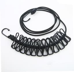 Camping Waslijn - Draagbaar Droogtouw - Kleding Drogen - Elastisch Met Haken - 190 cm Lengte - Zwart — thumbnail 5