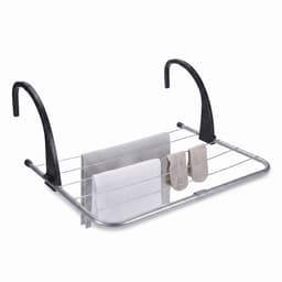 Cheqo® Droogrek Hangend - Radiator Droogrek met 3 m Waslijn en Drooglijn - Hangdroogrek voor Balkon Verwarming en Badkamer - Inklapbaar Metalen Wasrek - Wasdroger Rek voor Kleding en Handdoeken - Ruimtebesparend - Zilver — thumbnail 1