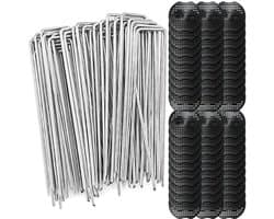 Grondankers 60 Stuks - Anti-Roest U-Haringen 150 x 40 mm - Grondhaken voor Onkruiddoek - Bevestigingsplaten 6,5 x 7 cm - Betrouwbare Stabiliteit voor Tuin en Terras - Tuinankers