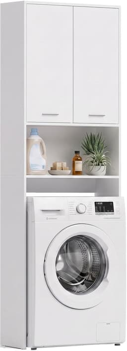 HOMCOM Over Washing Machine Cabinet-Spanplatte-Weiß — thumbnail 1
