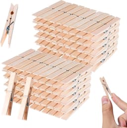 Houten Wasknijpers - Kleding Clips - Kleding Ophangen - Natuurlijk Hout - 100 Stuks - Houtkleur — thumbnail 1