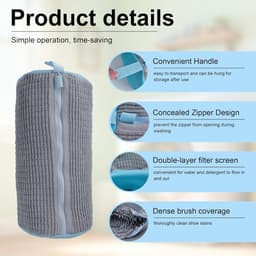 SnelShoppen - Grey Wasmand voor Schoenen - Herbruikbare Waszakken met Verborgen Rits - 360° Reiniging voor Alle Schoenmaten en -Types — thumbnail 2