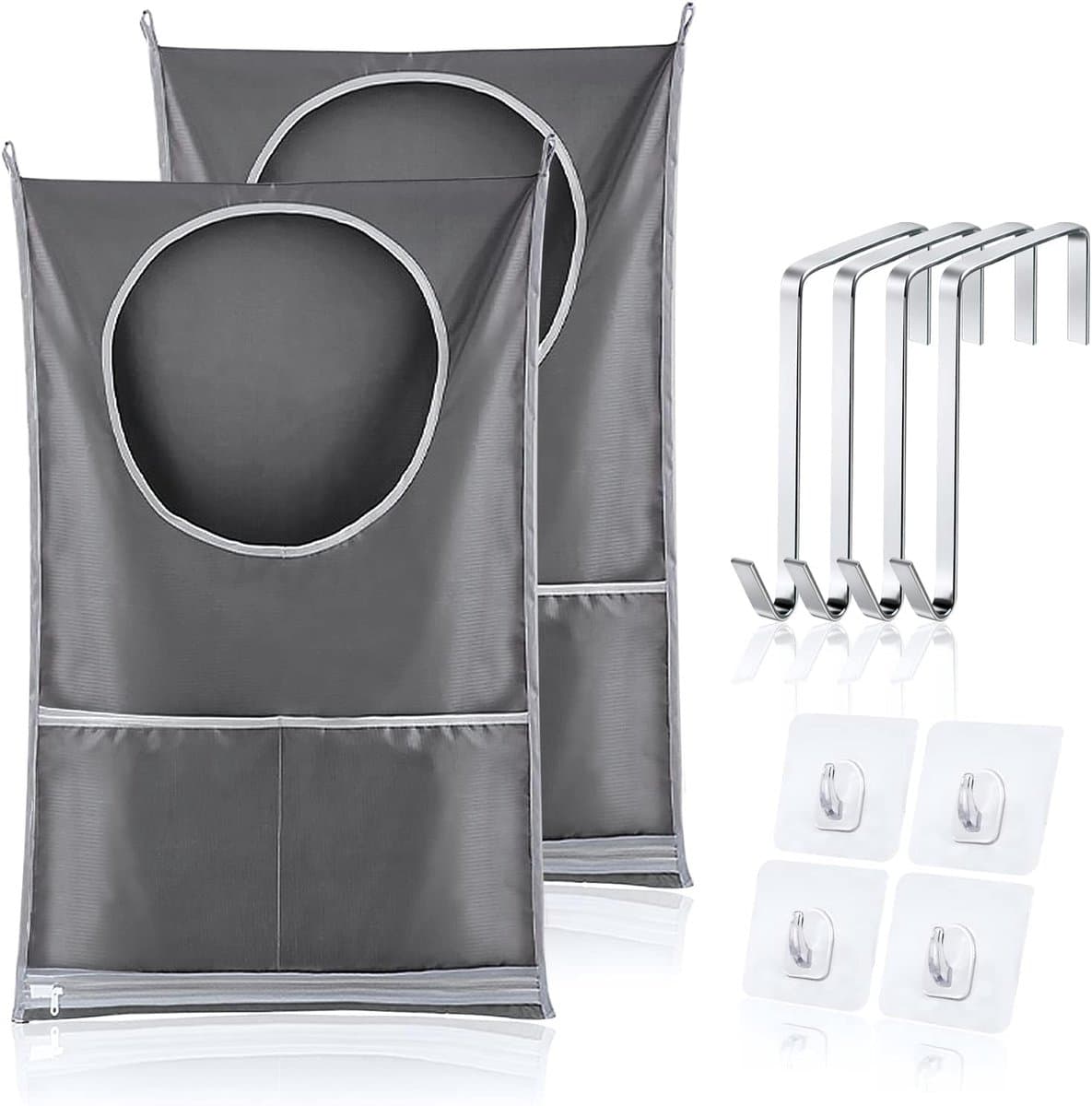 SnelShoppen - 2 Stuks Hangende Waszakken, Wascollector met RVS Deurhaken en Zuignappen, Duurzaam Oxford Doek, Lichtgewicht, Perfect voor Thuis, Campin — afbeelding 1