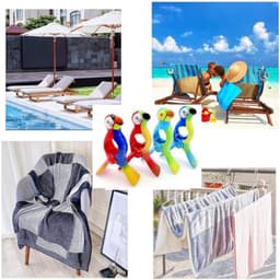 Strandhanddoek Clips - 4x Papegaaienstijl - Grote Haringen - Voor Ligbedden/Ligstoelen - Max. 6,3 cm Opening - Stevig Kunststof - Handdoekclips — thumbnail 3