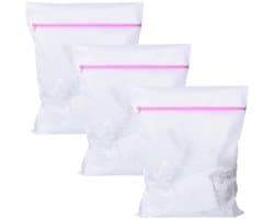 Wasnetten 3 Stuks - Fijnmazige Waszak - Herbruikbare Netwaszak - Ritssluiting - 50 cm x 60 cm - Beschermt Kleding tegen Schade