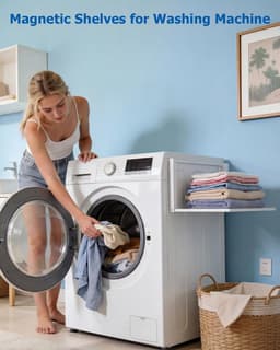 KZQ Magnetische opvouwbare wasmachine organizer en plank - Ruimtebesparend voor koelkast badkamer keuken en camper - Eenvoudig te bevestigen - Zwart — thumbnail 4