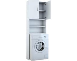 Wasmachinekast - Badkamerrek - Opbergen en Organiseren - Ruimtebesparend Ontwerp - 190 cm Hoog - Wit