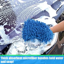 2 stuks autowashandschoen, microvezel washandje voor de auto, buiten, shaggy washandschoen voor professioneel auto-onderhoud, 100% krasvrij en zacht, verwijdert moeiteloos hardnekkig vuil (blauw) — thumbnail 5