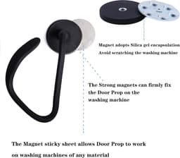 Deurstopper voor wasmachine met voorlader - Magnetische - Met 4.3cm magneetvoet - Verstelbaar en Flexibel - Verwijderbare - Deurhouder Wasmachine - Wasmachine Deurstopper - Houdt de deur van de wasmachine open om geurtjes te voorkomen - Zwart — thumbnail 4