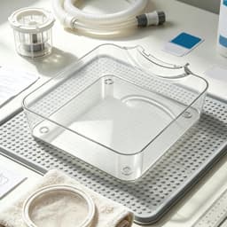 Wasmachine Afvoeropvangbak - Universele Lekbak Wasmachine - Opvangtrechter voor Filter Reiniging - Wateropvang tegen Lekkage - Wasmachine Onderhoud Accessoire - Transparant - 16.4 × 17.4× 4.5 cm — thumbnail 2