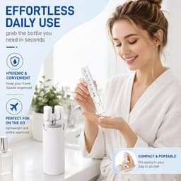 4-in-1 reisdispenser, reisdispenser om te vullen, lekvrij, geschikt voor toilettas en reisflessen, biedt ruimte voor shampoo, lotion, spoeling, douchegel enz. (wit) — thumbnail 5