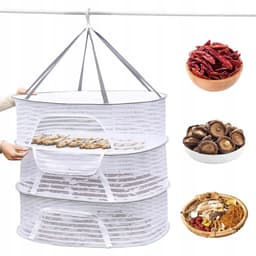 Multifunctioneel Droognet - Hangend Kruiden Droogrek - 3 Lagen - 70x50 cm - Ophangbaar - met Rits - Ruimtebesparend - Voor Kruiden Bloemen en Kleding - Balkon — thumbnail 1