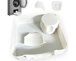 KZQ Afvoerbak voor wasmachine - Afvoerbak voor wasmachine met voorlader - Afvoerbak - Dekselopener - Geleidingslamellen - 17,8 x 17,8 x 5 cm - Geschikt voor kelders, appartementen, stacaravans en garages - 3-delige set