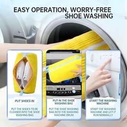 Herbruikbare schoenwaszakken voor de wasmachine - 2 stuks, anti-vervorming, ideaal voor sportschoenen en dagelijkse schoenen, 360 graden reiniging — thumbnail 5