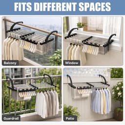 Uittrekbaar droogrek voor balkon en radiator, verstelbaar van 42 tot 73 cm, ideaal voor kleine ruimtes — thumbnail 4