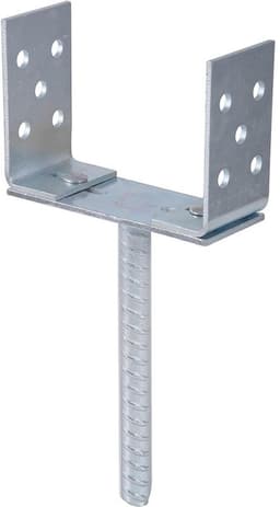 U-vormig paalanker - Paalhouder grondanker - Houtconstructies verstevigen - Geribbelde betonstang - 200 mm lengte - Verzinkt staal — thumbnail 1
