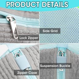SnelShoppen - Set van 2 Schoenwaszakken, Waszak, Herbruikbaar, Robuuste Waszak, 40 x 20 cm, Met Rits, Perfect voor Schoenbescherming, Grijs — thumbnail 2