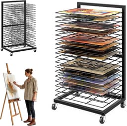 CINK & Co® Mobiel Droogrek met 19 Uitneembare Rekken - Voor Tekeningen en Papier - Metaal - Zwart - 40,5 x 30 x 70,5 cm — thumbnail 1
