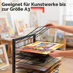 CINK & Co® Mobiel Droogrek met 19 Uitneembare Rekken - Voor Tekeningen en Papier - Metaal - Zwart - 40,5 x 30 x 70,5 cm — thumbnail 3