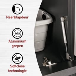 Lifestyle Studio Flow Wasmandkast met 3 wasvakken - Wasmeubel Antraciet - Softclose - 67 x 68 x 164 cm — thumbnail 3