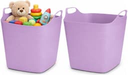 Excellent Houseware Flexibele emmer - 2x - paars - 15 liter - kunststof - vierkant - 30 x 29 cm — thumbnail 1