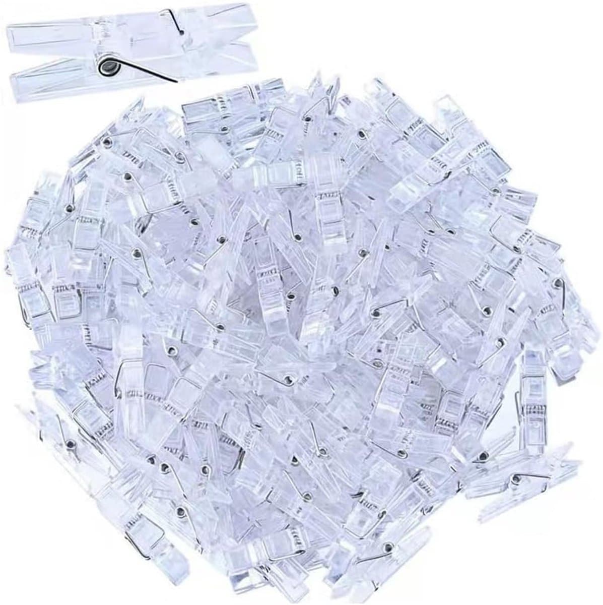 100 stuks, kleine knijpers voor foto's, ophangen, kunststof, transparant, wasknijpers voor kunst, handwerk, doe-het-zelf, party, bruiloft, decoratie, 3 x 25 mm — afbeelding 1