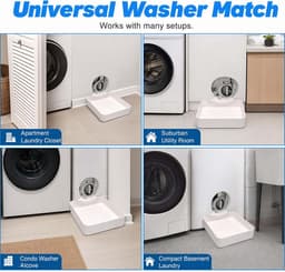 Wasmachine Lekbak 17,8x17,8 cm - Opstaande Rand 4,5 cm & Antislip - PLA - Voor Wasmachine, Droger & Wasruimte - Wit — thumbnail 4