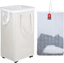 heupwasmand - Wasmand met Wielen - Donkergrijs - Opvouwbaar en Ruimtebesparend - Stabiele Constructie - Voor Thuisgebruik — thumbnail 4
