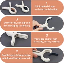Thijox - 8 stuks duurzame plastic strandhanddoekklemmen, grote wasklemmen voor strandstoelen, dekens, lakens, kleding, ideaal voor strand en zwembad — thumbnail 4