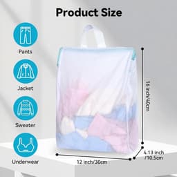 Wasnetjes met ritssluiting - Wit - 30 x 40 cm - Polyester Mesh Waszak met Handgrepen - Voor Fijnwas en Ondergoed — thumbnail 5