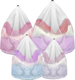 Wasnetjes met ritssluiting - Wit - 40 x 30 x 1 cm - Polyester Waszak met Koordstopper - Voor Bescherming van Delicaat Wasgoed — thumbnail 1