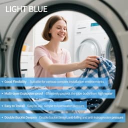 Wasmachine slang aanvoerslang 2,0 mtr. 3/4" recht - 3/4" haaks - Wasmachine inlaatslang - Met klem - met koppelstukje - wasmachine en vaatwasser slang verlengen - toevoerslang verlengset - wasmachineslang koppelstuk met slangklemmen — thumbnail 4