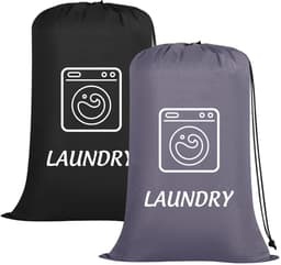 Waszakken grote reizen 24 x 36 inch - trekkoord - zwart en grijs - ideaal voor vuile kleding - ShopVlot — thumbnail 1