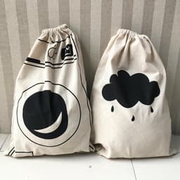 2 stuks canvas trekkoord waszakken wasbaar, canvas waszak met trekkoord, grote capaciteit voor meerdere kleding, machinewasbaar (wolken) — thumbnail 1