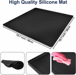 Siliconen Mini Koelkastmat 50 x 50 cm, Ondersteuning met 1.5 cm Opstaande Randen, Herbruikbare Afvoer voor Wasmachine en Vriezer, Druppelbak voor Droger en Wijnkast — thumbnail 5