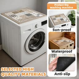 wasdrogerhoes, 60 x 60 cm wasmachinemat, waterdicht, voor gebruik bovendrogers om stof te blokkeren en krassen te verminderen, bruin — thumbnail 2