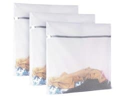 3pcsEen set waszakken van honingraatgaas, geschikt voor het opbergen van kwetsbare kledingstukken en voor gebruik als machinewasbare zakken voor ondergoed,60x60cm