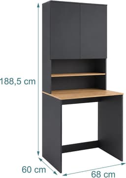 wasmachinekast - 68x188,5x60 cm - antraciet/naturel — thumbnail 2