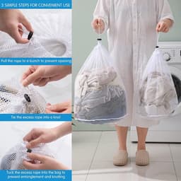 Herbruikbare Waszak met Trekkoord - Fijnmazig Net voor Wasmachine - Ideaal voor Jassen, Lakens, Lingerie, Babykleding en Sokken - Wit 80 x 60 cm — thumbnail 1