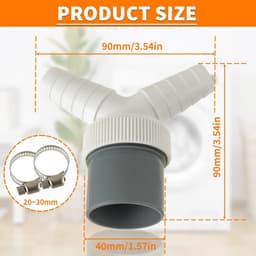 Y-vormige afvoerbuis en Y-vormige adapter Geschikt voor dubbele aansluiting van wasmachine en vaatwasser. — thumbnail 4