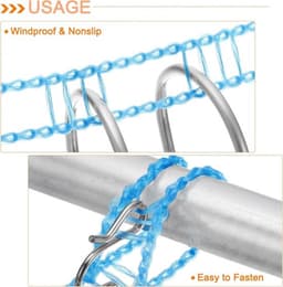 Draagbare waslijn voor binnenkleding drogen - 2 stuks - 4 meter nylon touw - winddicht - reizen, kamperen, wasgoed - wit. — thumbnail 1